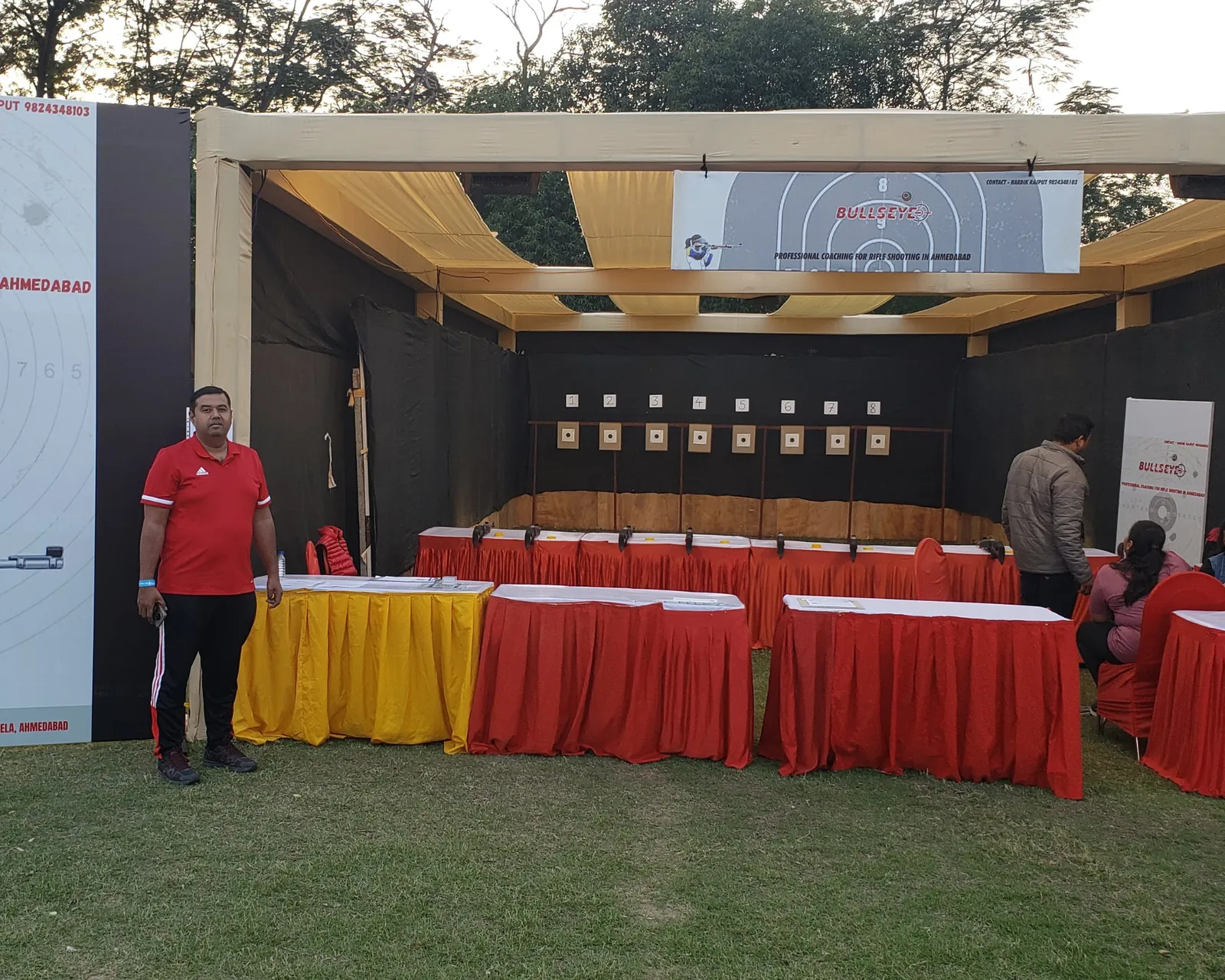 An outdoor 10m range set up for a competition