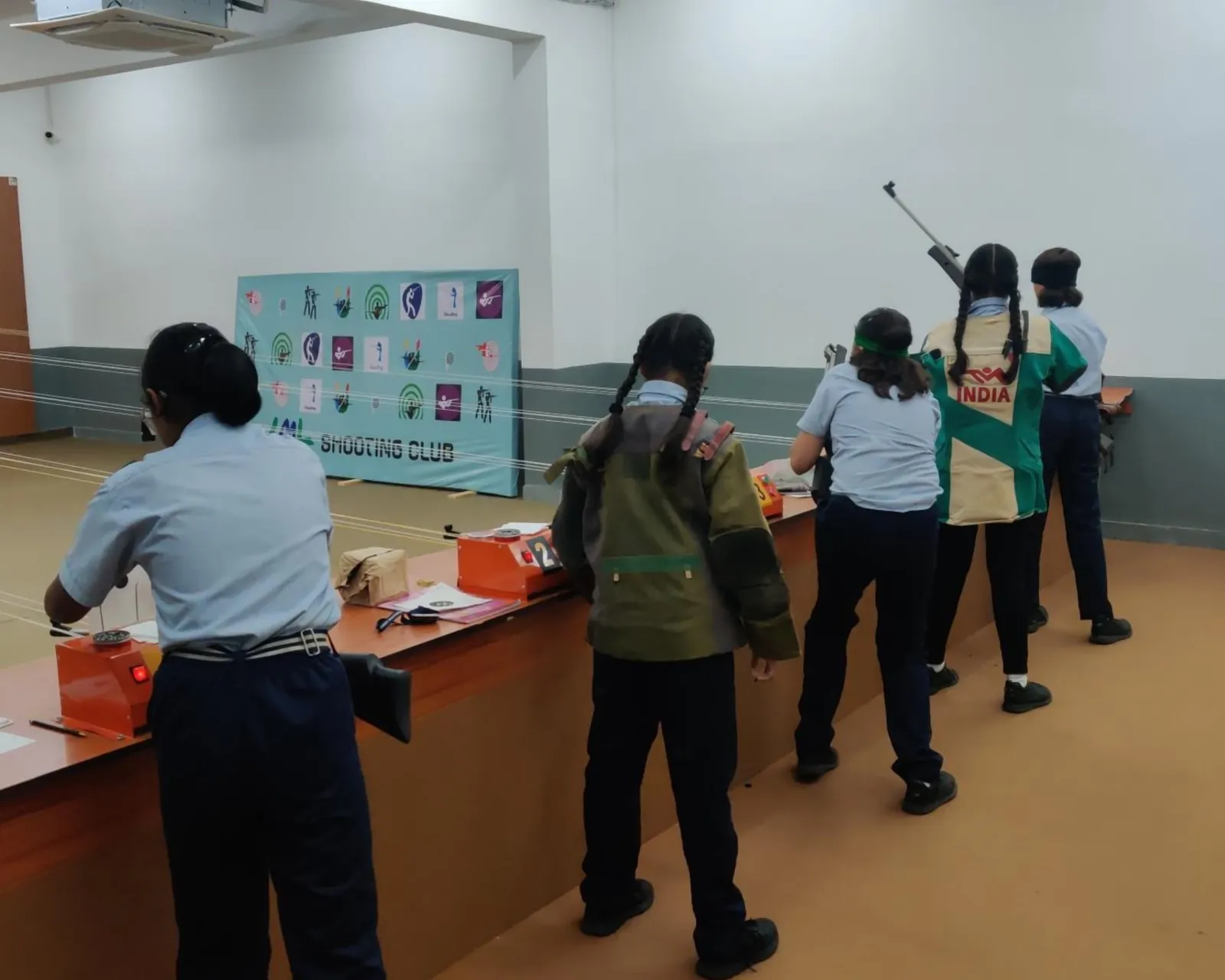 School shooters on the line at an in-school range